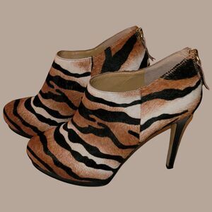 Nine West Heels - Cowhide Leather - Leopard Print Booties 7.5